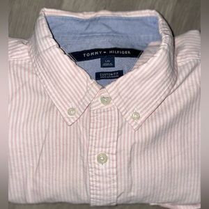 Tommy Hilfiger, Long sleeve, Pink and white button down shirt